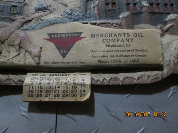 1925 Independent Oil 3D Cardboard Calendar